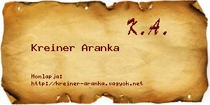 Kreiner Aranka névjegykártya